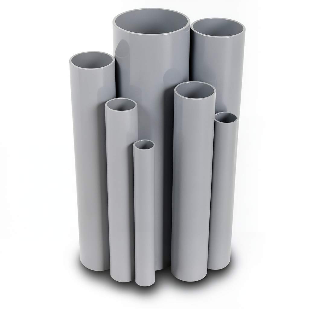 مواسير UPVC جدول 80 مقاس ½ 1 إنش سمك 5.10 مم لون رمادي