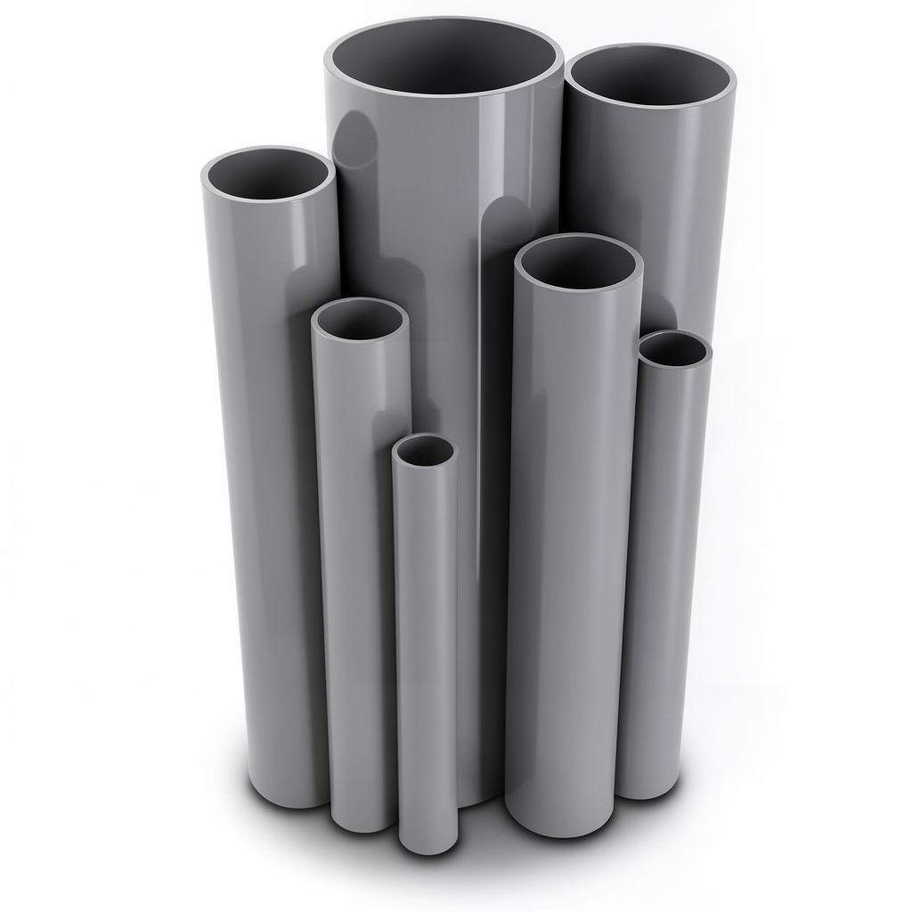 مواسير UPVC ضغط 10 بار قطر خارجي 250 مم سمك 11.9 مم رمادي