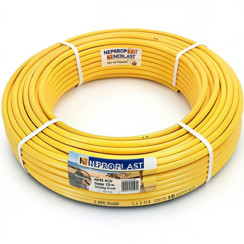أنابيب HDPE PE 80 ضغط 16 بار قطر خارجي 125 مم سمك 14 مم لون أصفر | نيبروبلاست