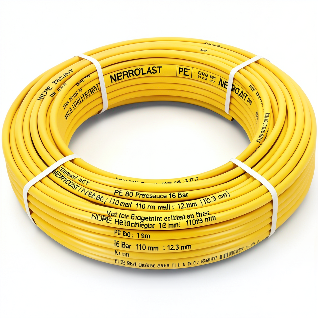 أنابيب HDPE PE 80 ضغط 16 بار قطر 110 مم سمك 12.3 مم لون أصفر | نيبروبلاست