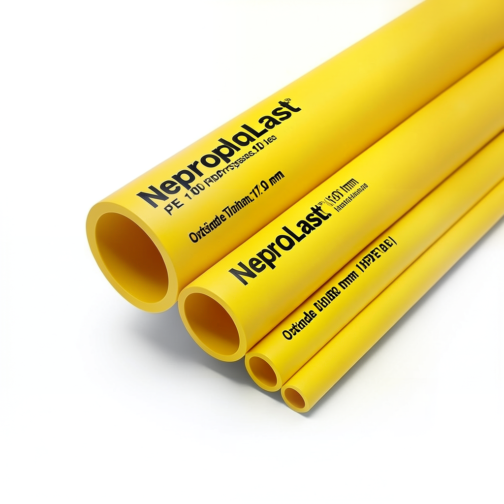 مواسير HDPE نيبروبلاست PE 100 ضغط 20 بار قطر خارجي 160 مم سمك 17.9 مم لون أصفر | نيبروبلاست