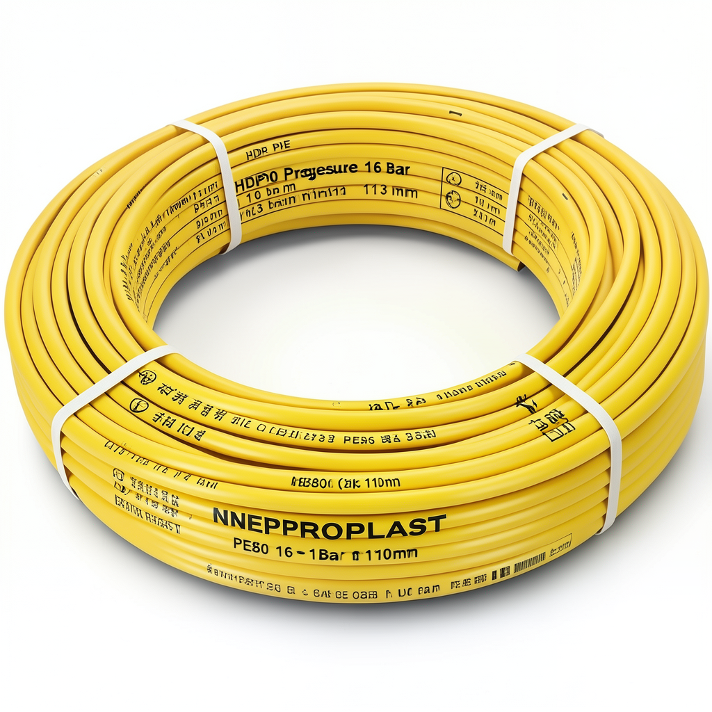 HDPE Pipes PE 80 Pressure 16 Bar Diameter 110 mm Thickness 12.3 mm Yellow | NEPROPLAST