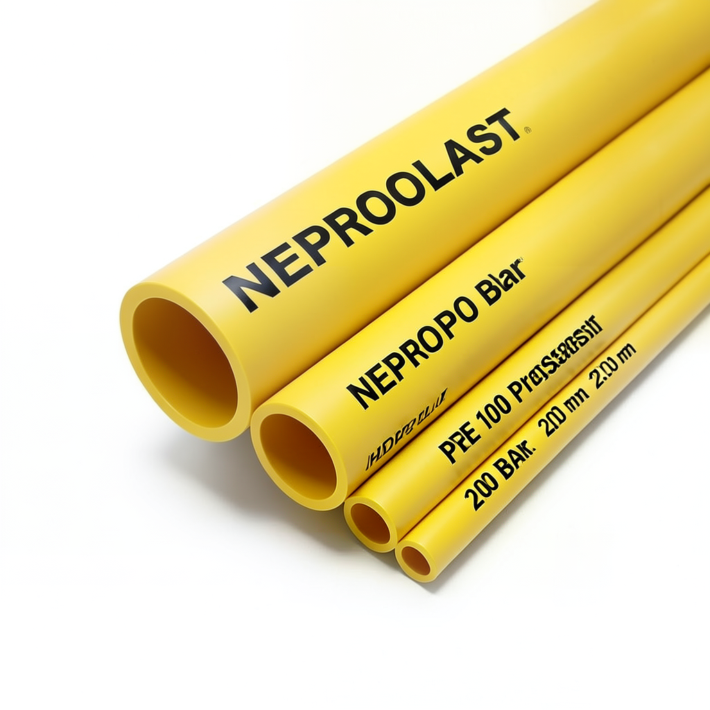 HDPE Pipes PE 100 Pressure 20 Bar Diameter 200 mm Thickness 22.4 mm Yellow | NEPROPLAST