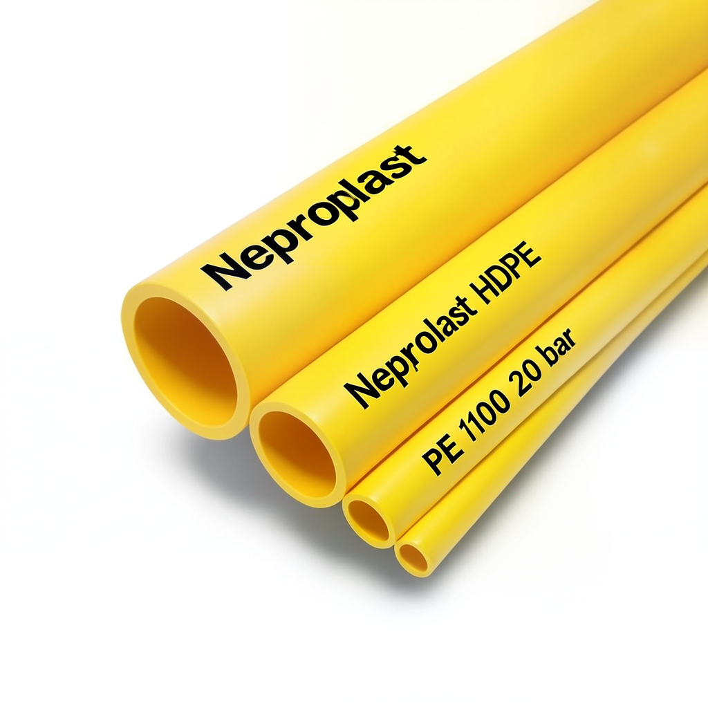 مواسير HDPE نيبروبلاست PE 100 ضغط 20 بار قطر خارجي 225 مم سمك 25.2 مم لون أصفر | نيبروبلاست