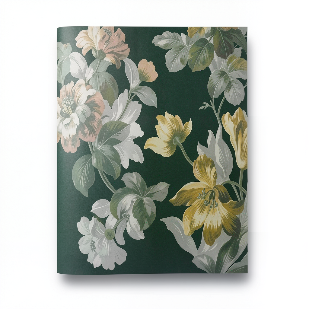 Floral Wallpaper 10 m x 0.70 m Dark Green, Model 13058