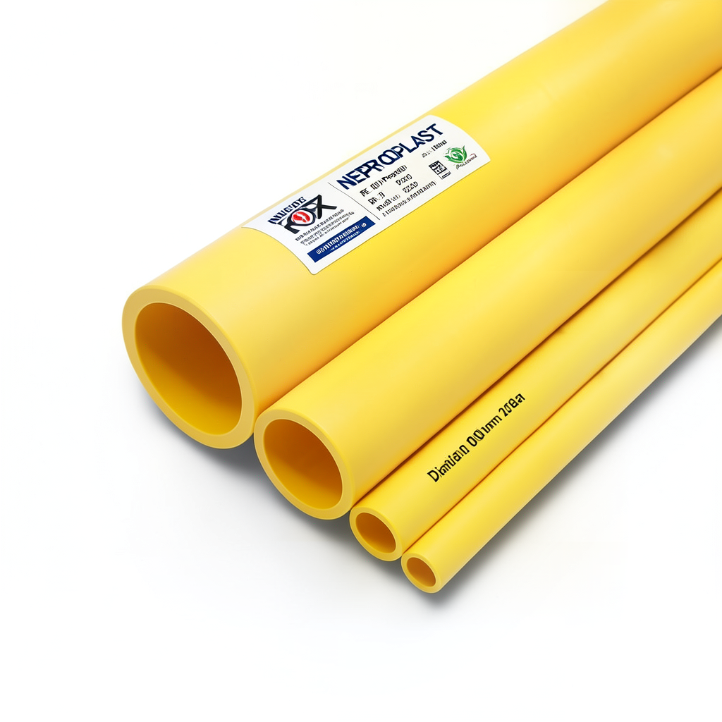 مواسير HDPE PE 100 ضغط 20 بار قطر 200 مم سمك 22.4 مم لون أصفر | نيبروبلاست