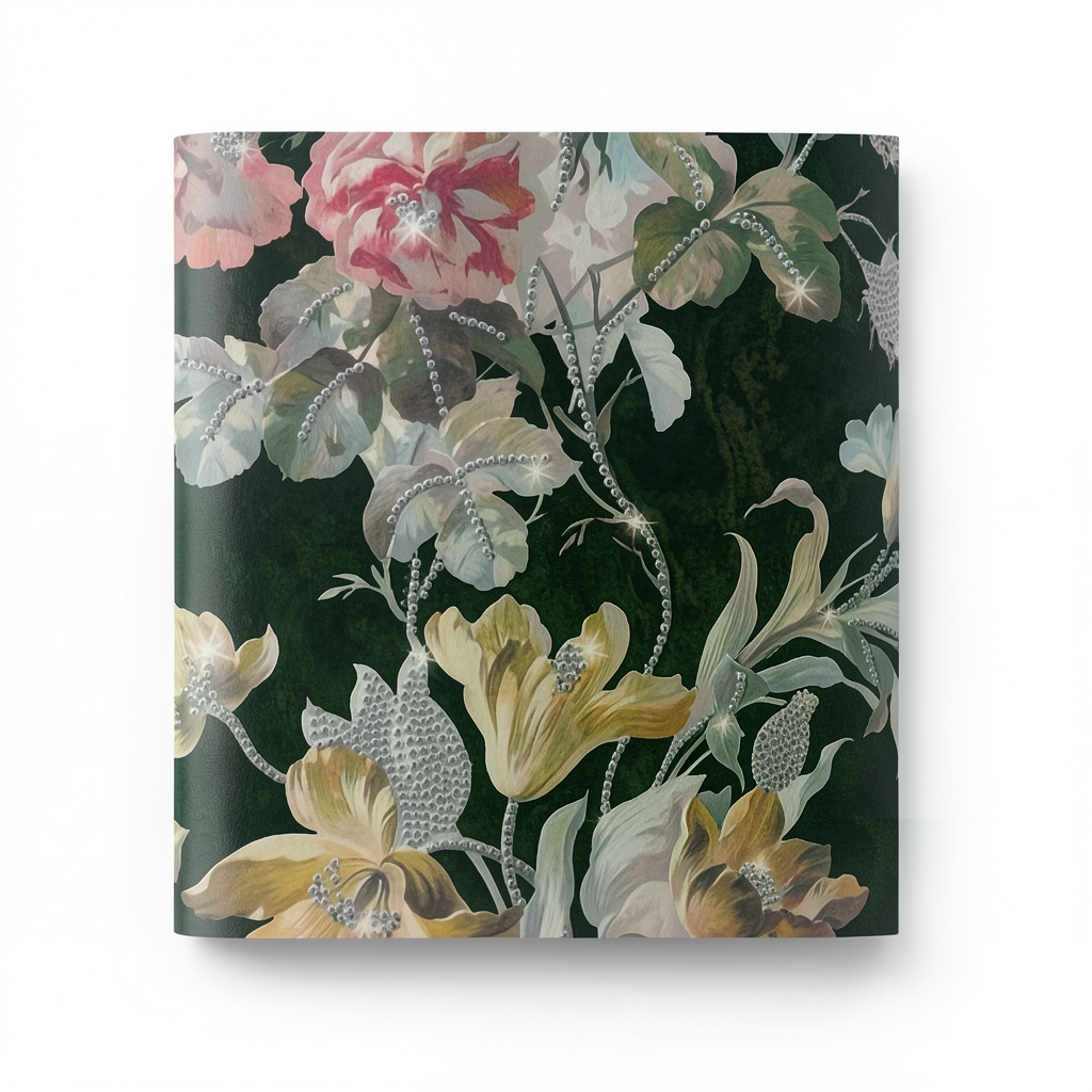Italian Wallpaper Floral Design 10 m x 0.70 m Dark Green