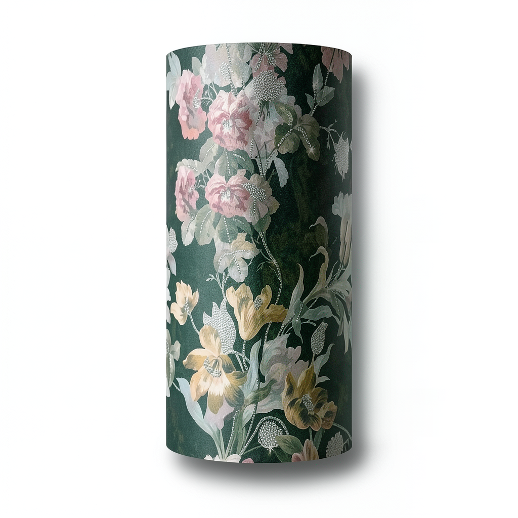 Italian Wallpaper Floral Design 10 m x 0.70 m Dark Green