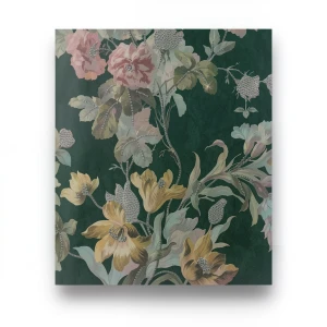 Italian Wallpaper Floral Design 10 m x 0.70 m Dark Green