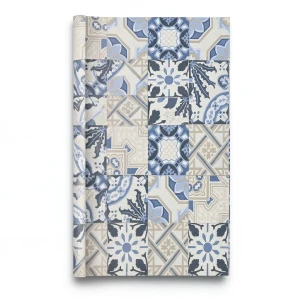 German Wall Covering Patterned Wallpaper 10m x 0.53m Beige with Blue
