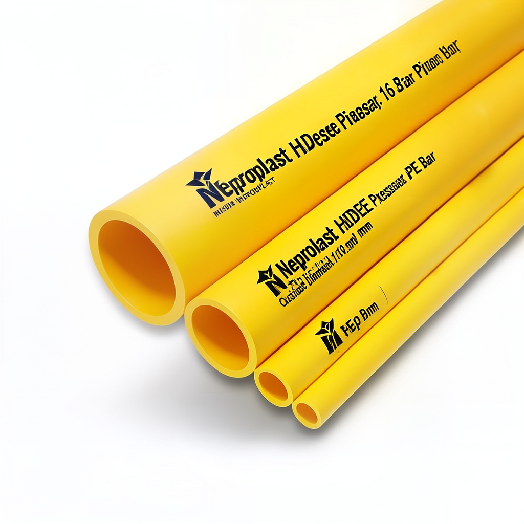 مواسير HDPE نيبروبلاست PE 80 ضغط 16 بار قطر خارجي 160 مم سمك 17.9 مم لون أصفر | نيبروبلاست