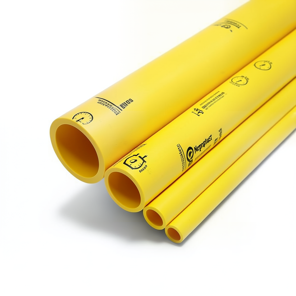 مواسير HDPE نيبروبلاست PE 80 ضغط 16 بار قطر خارجي 160 مم سمك 17.9 مم لون أصفر | نيبروبلاست