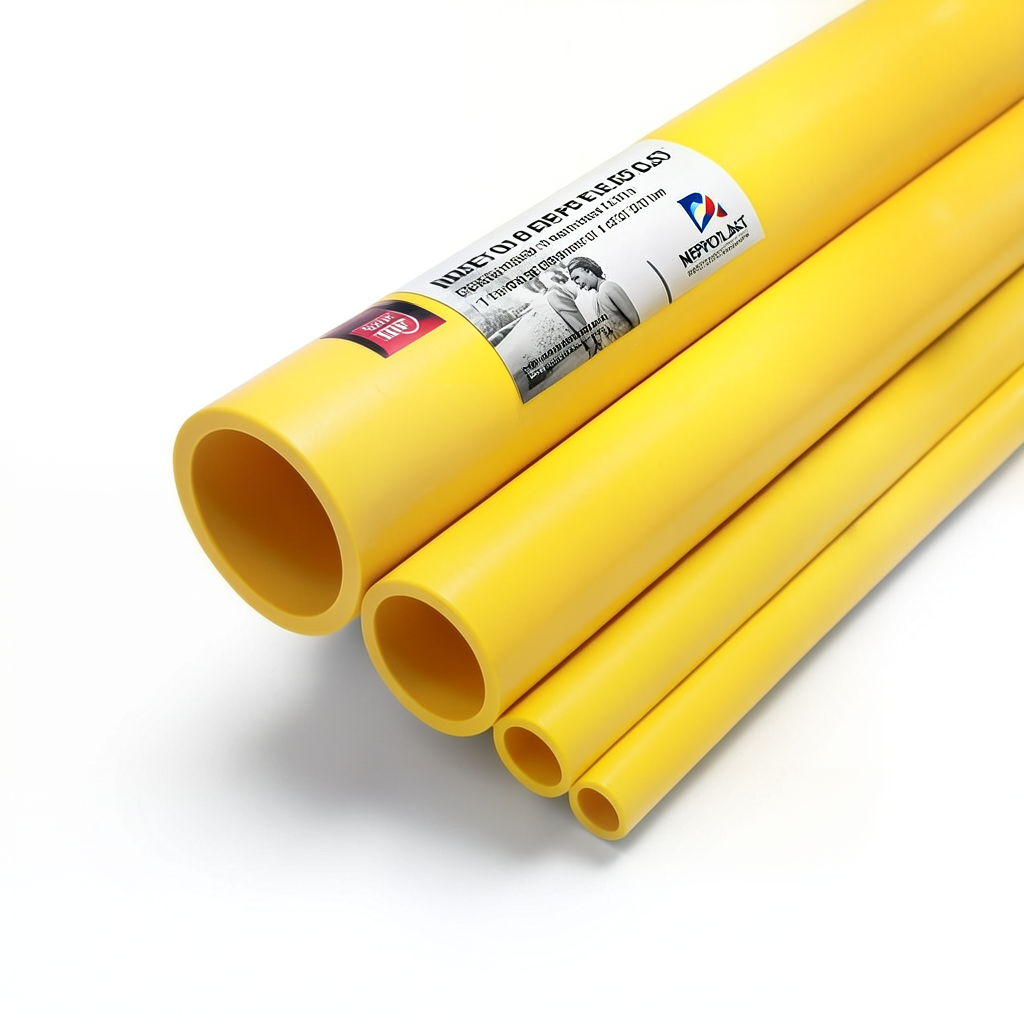 مواسير HDPE بولي إيثيلين PE 100 ضغط 16 بار قطر خارجي 250 مم سمك 27.9 مم لون أصفر | نيبروبلاست