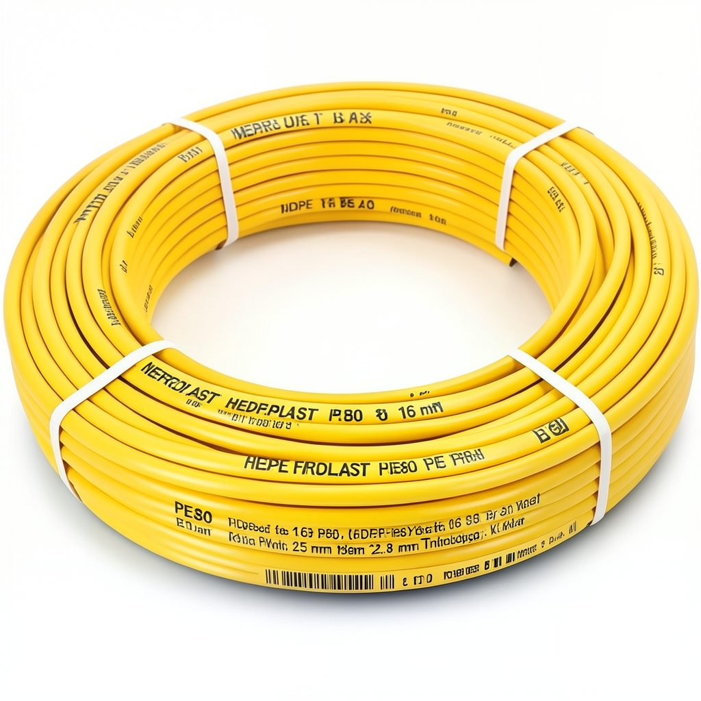 أنابيب HDPE PE 80 ضغط 16 بار قطر 25 مم سمك 2.8 مم لون أصفر | نيبروبلاست