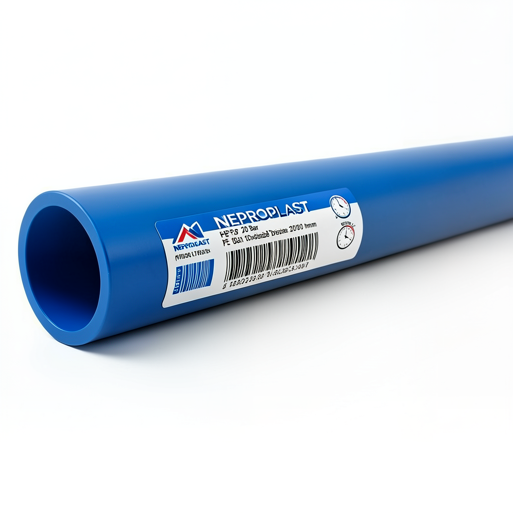 أنابيب HDPE PE 100 ضغط 20 بار قطر خارجي 200 مم سمك 22.4 مم لون أزرق | نيبروبلاست