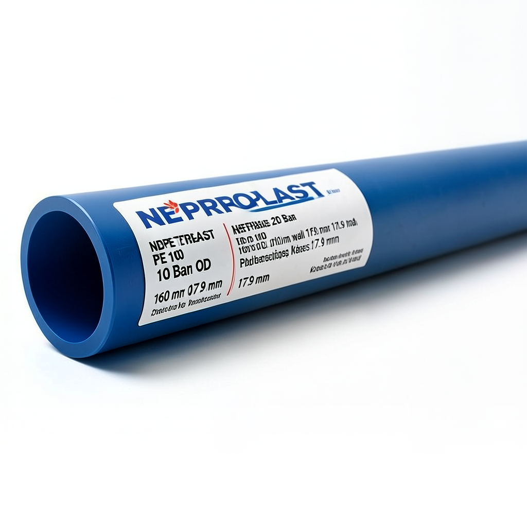 HDPE Pipes PE 100 Pressure 20 Bar 160 mm OD Thickness 17.9 mm Blue | NEPROPLAST
