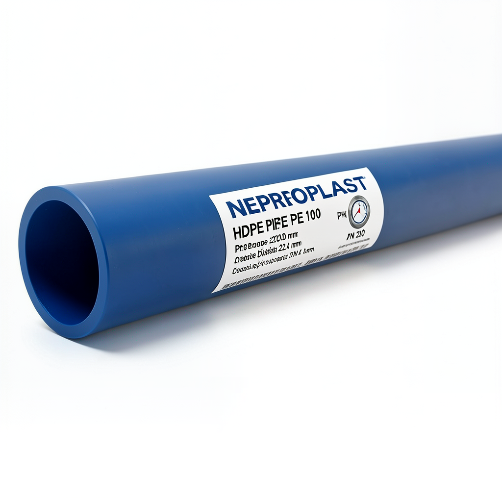 أنابيب HDPE PE 100 ضغط 20 بار قطر خارجي 200 مم سمك 22.4 مم لون أزرق | نيبروبلاست