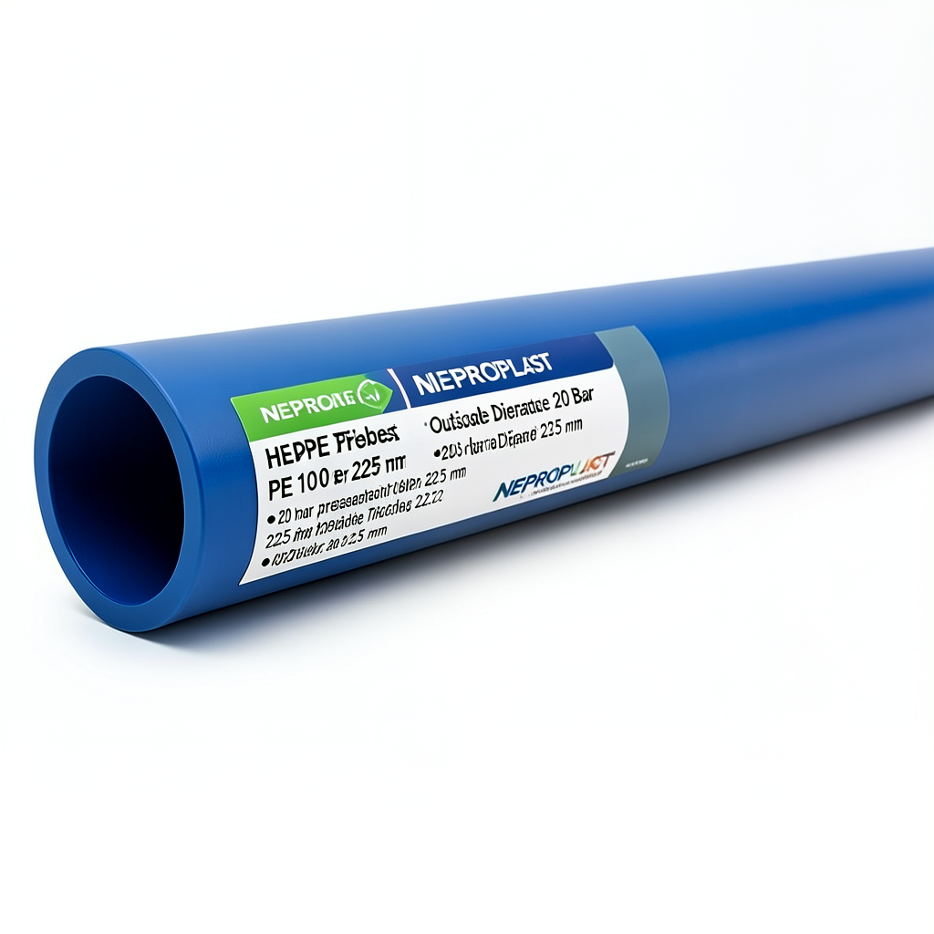 HDPE Pipes PE 100 Pressure 20 Bar Outside Diameter 225 mm Thickness 25.2 mm Blue | NEPROPLAST