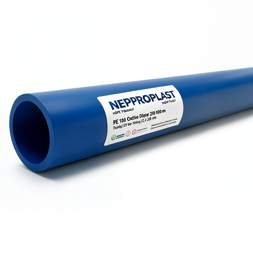 أنابيب HDPE PE 100 ضغط 20 بار قطر خارجي 200 مم سمك 22.4 مم لون أزرق | نيبروبلاست