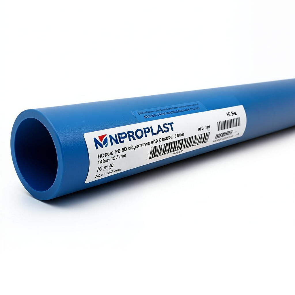 HDPE Pipes PE 80 Pressure 16 Bar 140 mm OD Thickness 15.7 mm Blue | NEPROPLAST