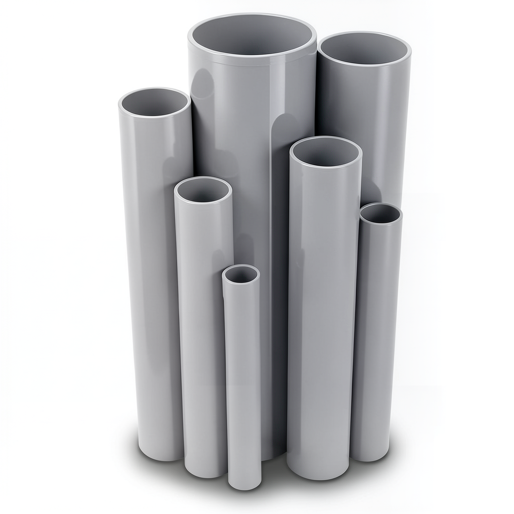 مواسير UPVC ضغط 6 بار قطر خارجي 355 مم سمك 10.4 مم لون رمادي