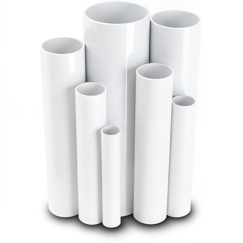 مواسير UPVC ضغط 10 بار قطر خارجي 355 مم سمك 16.9 مم لون أبيض