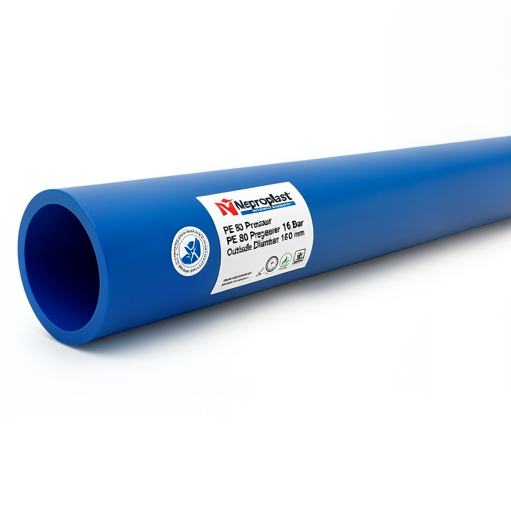 أنابيب HDPE نيبروبلاست PE 80 ضغط 16 بار قطر خارجي 160 مم سمك 17.9 مم أزرق | نيبروبلاست
