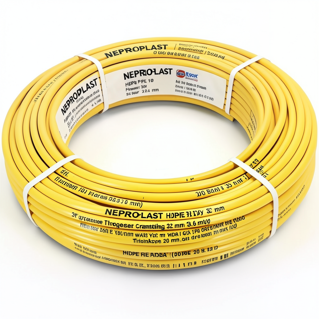 Neproplast HDPE Pipes PE 100 Pressure 20 Bar Diameter 32 mm Thickness 3.6 mm Yellow | NEPROPLAST