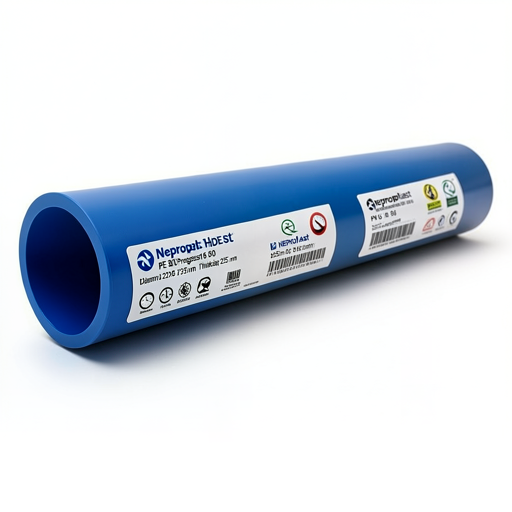 أنابيب HDPE نيبروبلاست PE 80 ضغط 16 بار قطر 225 مم سمك 25.2 مم أزرق | نيبروبلاست