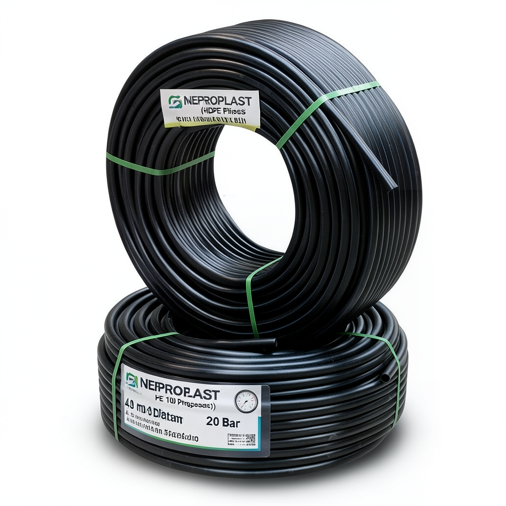 HDPE Pipes PE 100 Pressure 20 Bar 40 mm Diameter 4.5 mm Thickness Black | NEPROPLAST