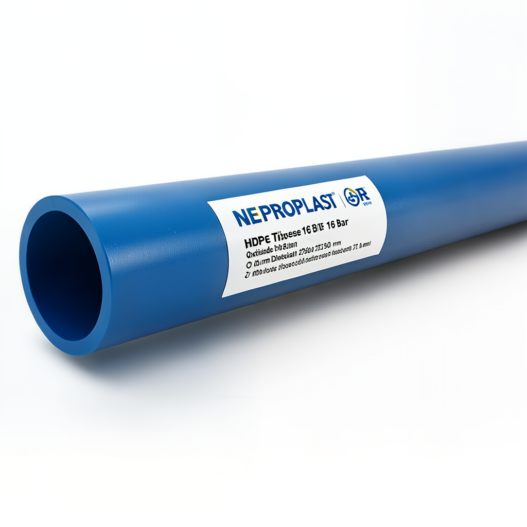 أنابيب HDPE PE 80 ضغط 16 بار قطر خارجي 250 مم سمك 27.9 مم لون أزرق | نيبروبلاست