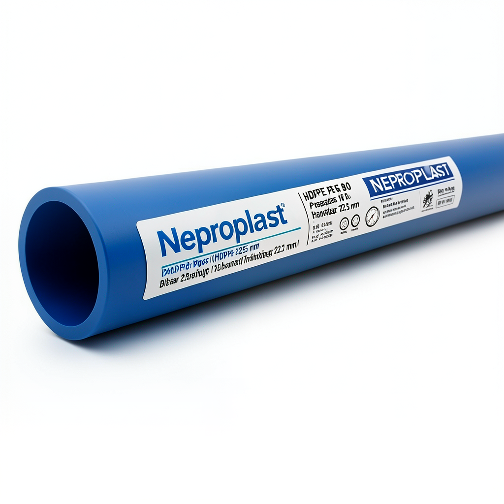 أنابيب HDPE نيبروبلاست PE 80 ضغط 16 بار قطر 225 مم سمك 25.2 مم أزرق | نيبروبلاست