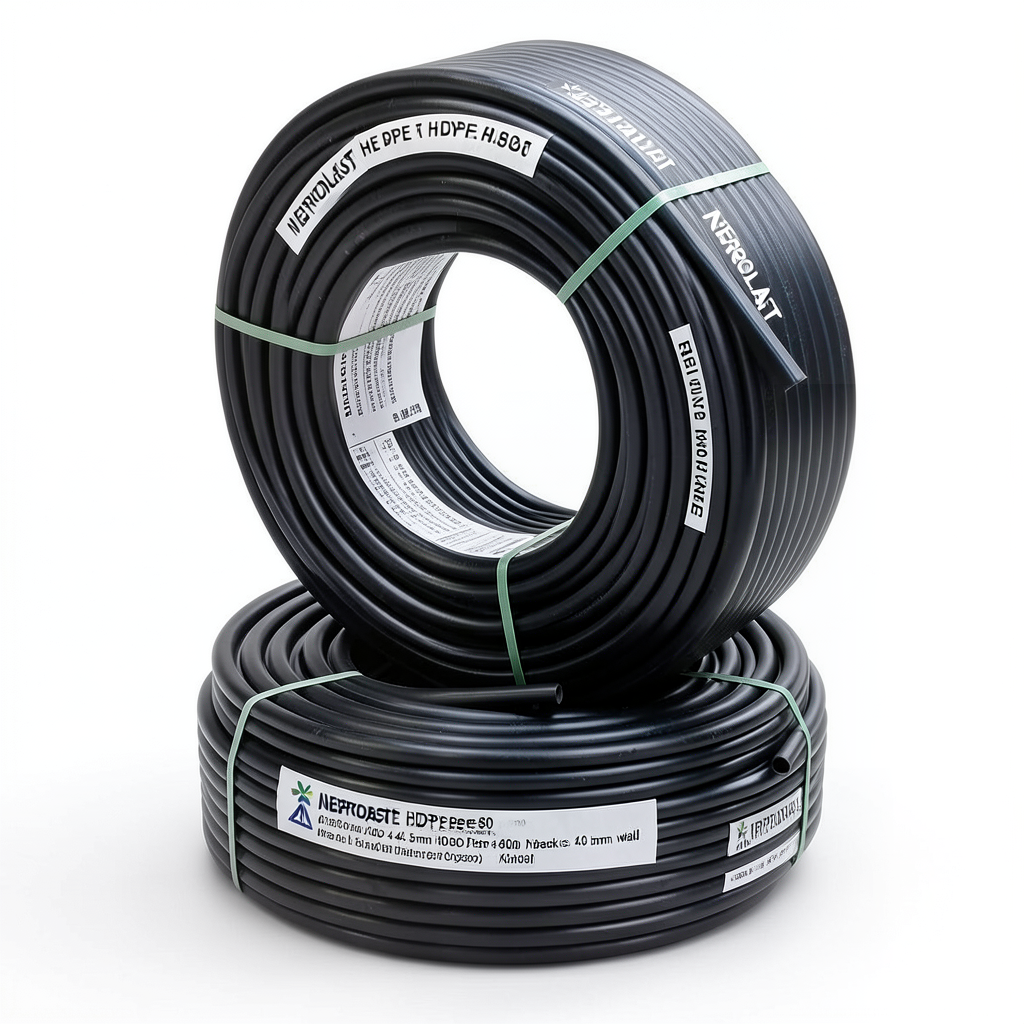 أنابيب HDPE نيبروبلاست PE 80 ضغط 16 بار قطر خارجي 40 مم سمك 4.5 مم أسود | نيبروبلاست