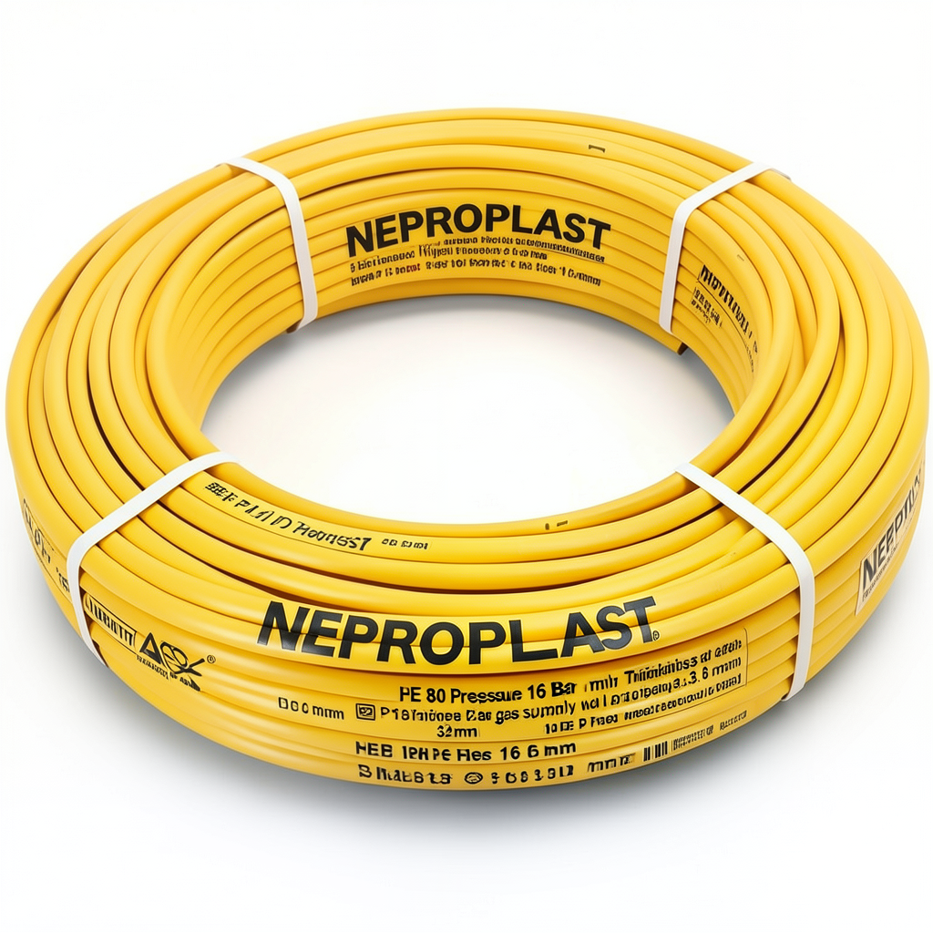 HDPE Pipes PE 80 Pressure 16 Bar Diameter 32 mm Thickness 3.6 mm Yellow | NEPROPLAST