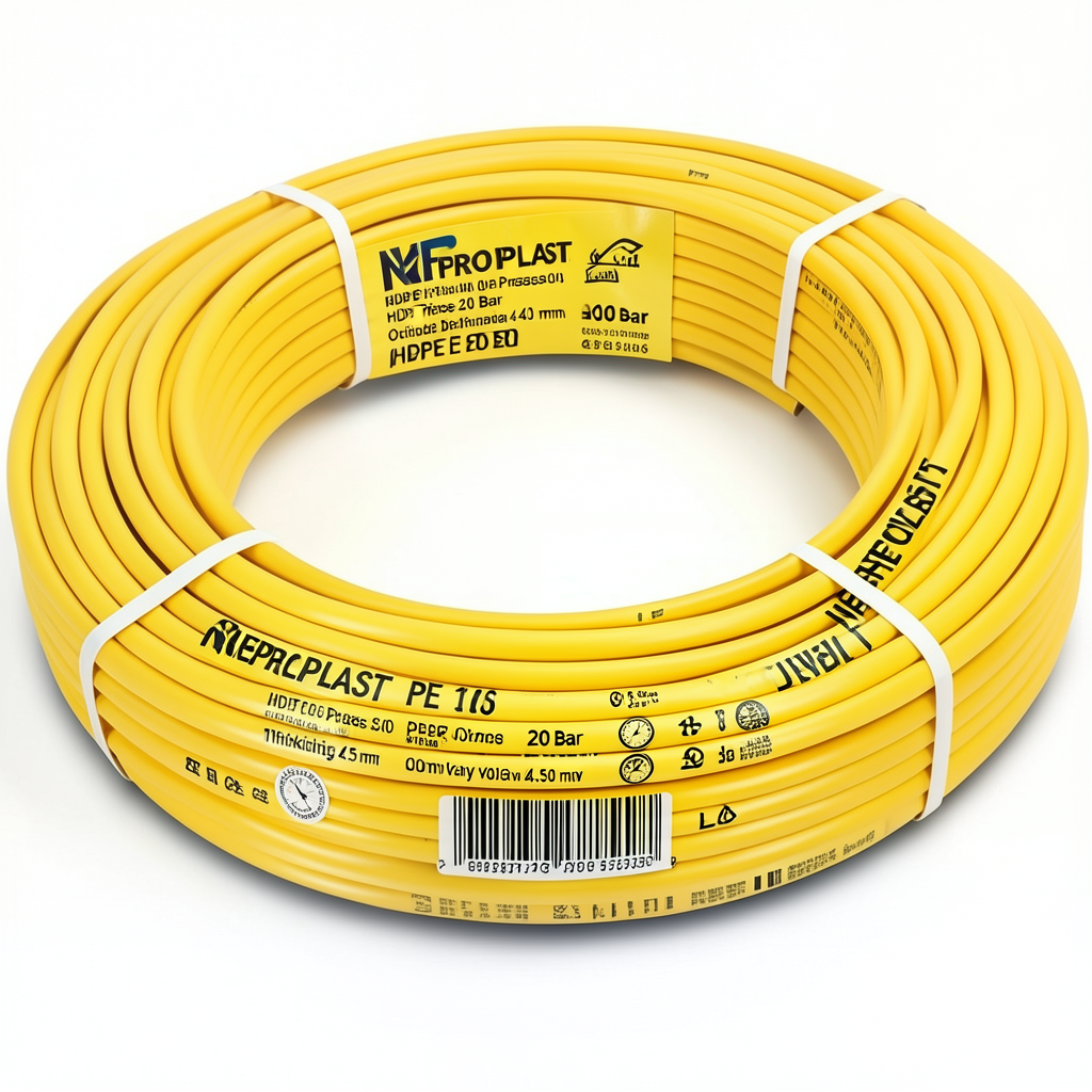HDPE Pipes PE 100 Pressure 20 Bar Outside Diameter 40 mm Thickness 4.5 mm Yellow | NEPROPLAST