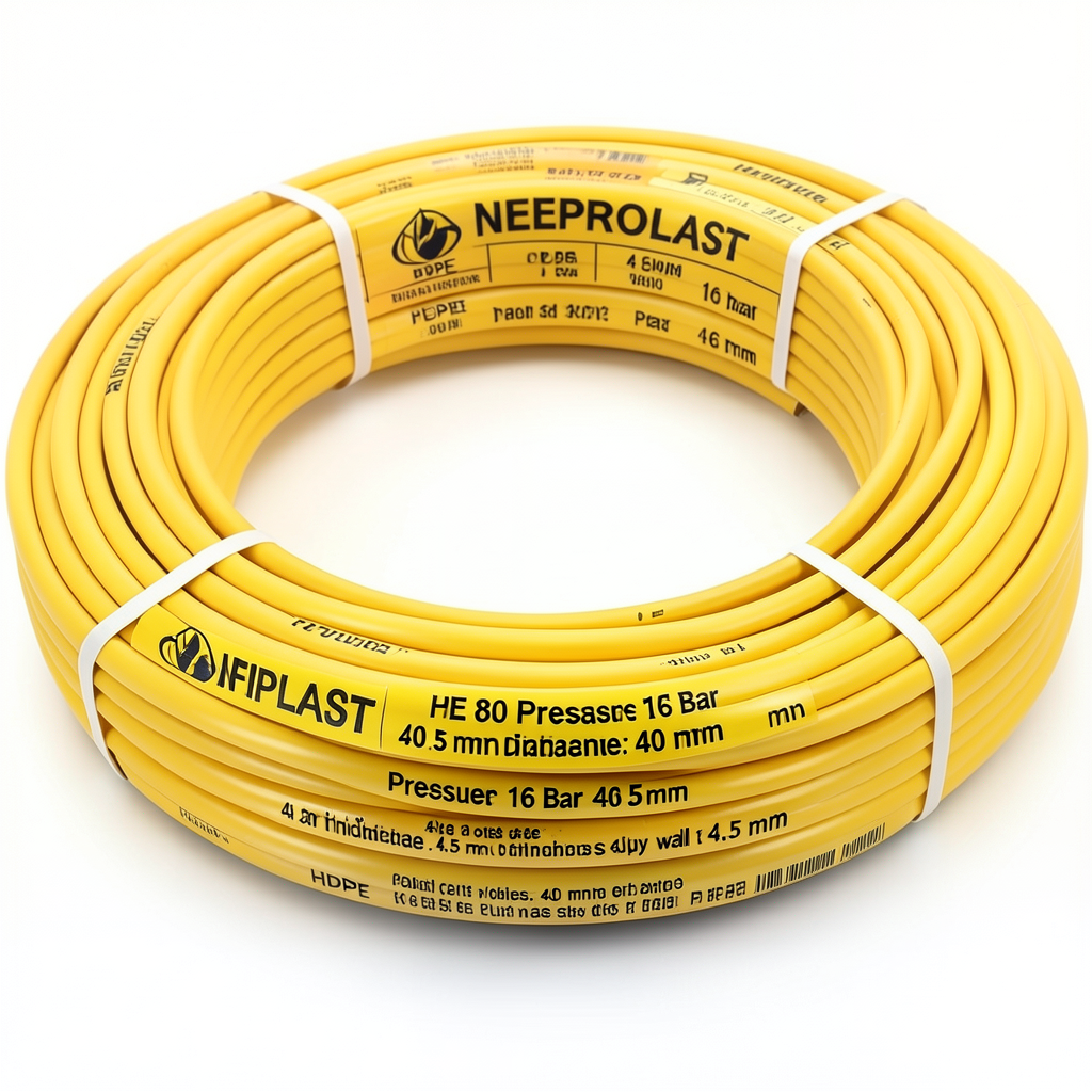 أنابيب HDPE PE 80 ضغط 16 بار قطر 40 مم سمك 4.5 مم لون أصفر | نيبروبلاست