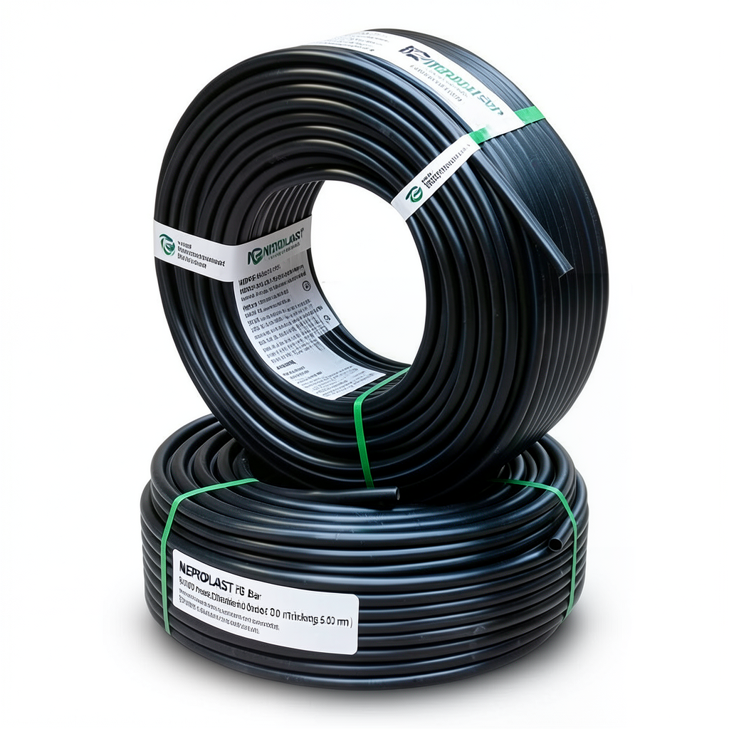 أنابيب HDPE PE 100 ضغط 20 بار قطر خارجي 50 مم سمك 5.6 مم لون أسود | نيبروبلاست