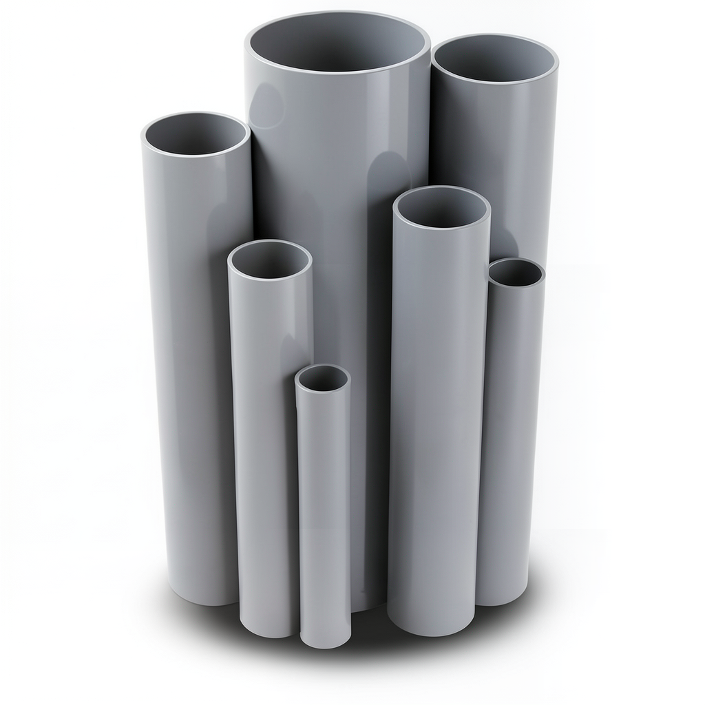 مواسير UPVC ضغط 4 بار قطر خارجي 450 مم سمك 8.9 مم لون رمادي