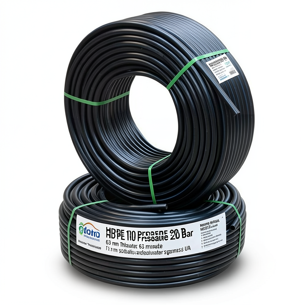 HDPE Pipes PE 100 Pressure 20 Bar 63 mm Diameter 7.1 mm Thickness Black | NEPROPLAST