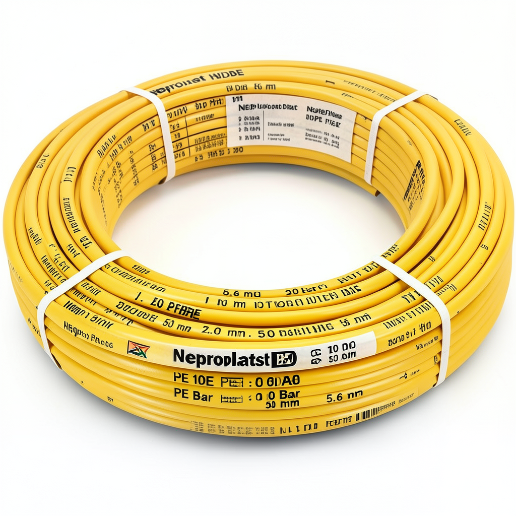 Neproplast HDPE Pipes PE 100 Pressure 20 Bar Outside Diameter 50 mm Thickness 5.6 mm Yellow | NEPROPLAST