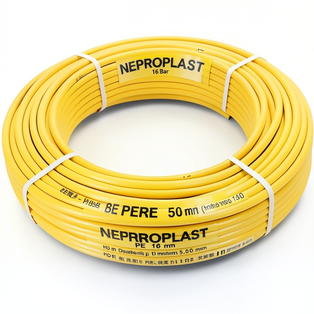 أنابيب HDPE PE 80 ضغط 16 بار قطر 50 مم سمك 5.6 مم أصفر | نيبروبلاست