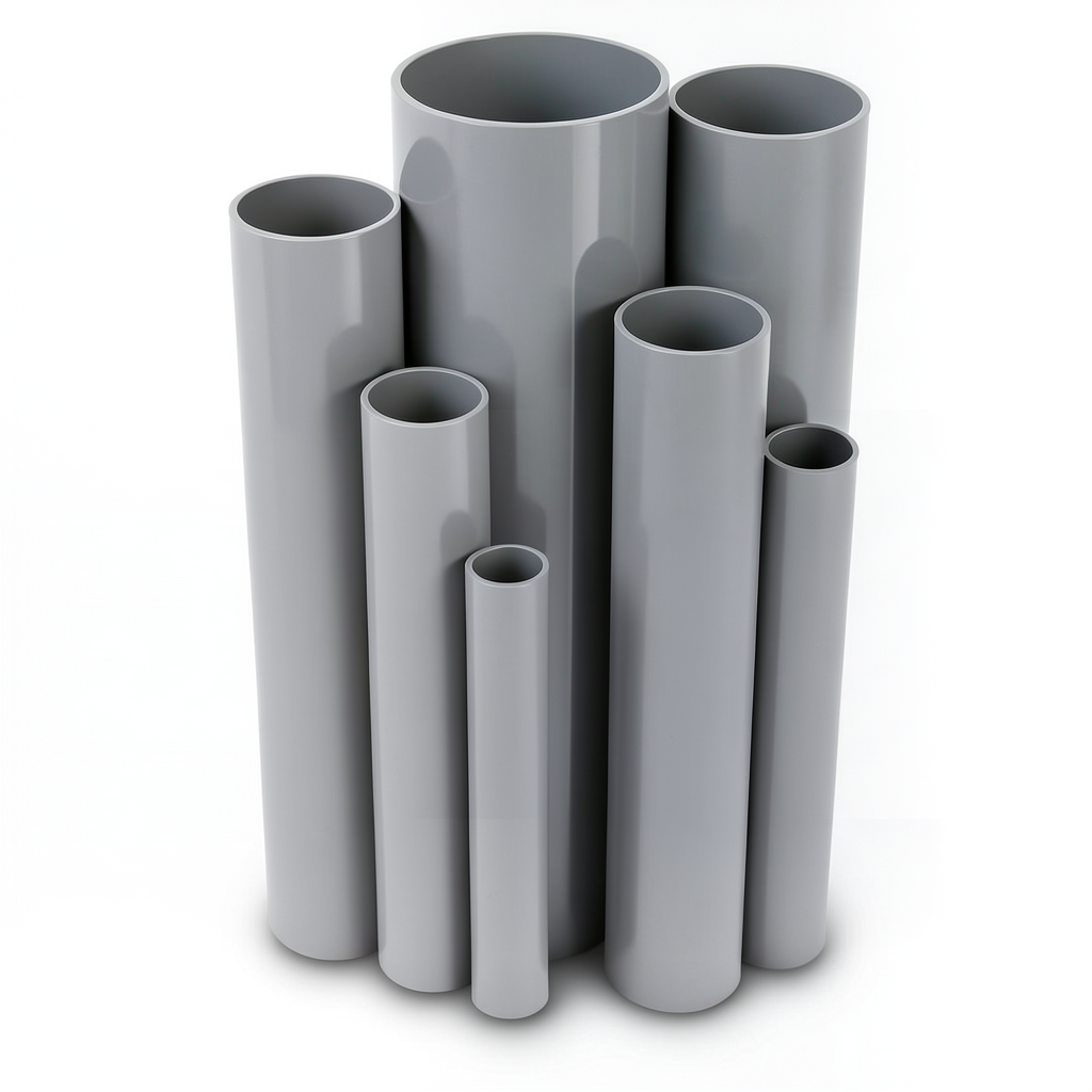 مواسير UPVC ضغط 4 بار قطر خارجي 450 مم سمك 8.9 مم لون رمادي