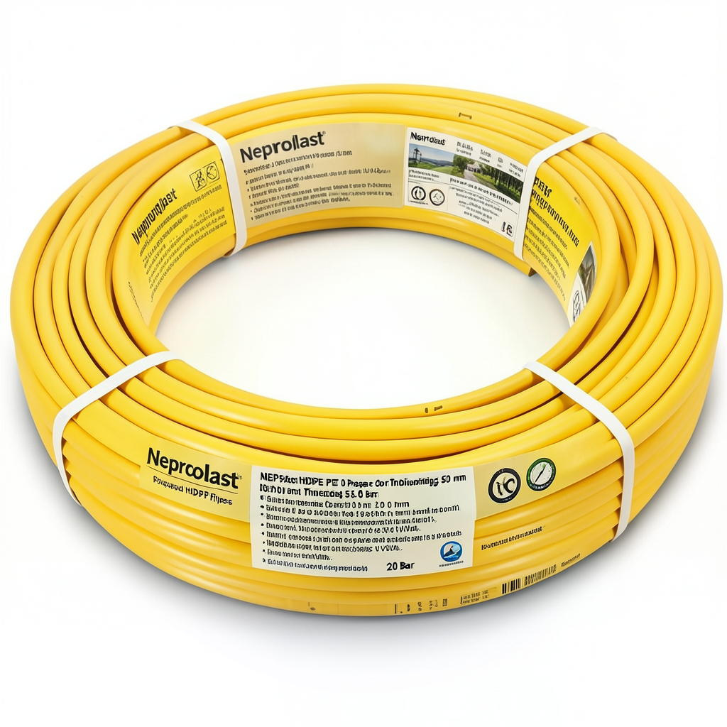 Neproplast HDPE Pipes PE 100 Pressure 20 Bar Outside Diameter 50 mm Thickness 5.6 mm Yellow | NEPROPLAST