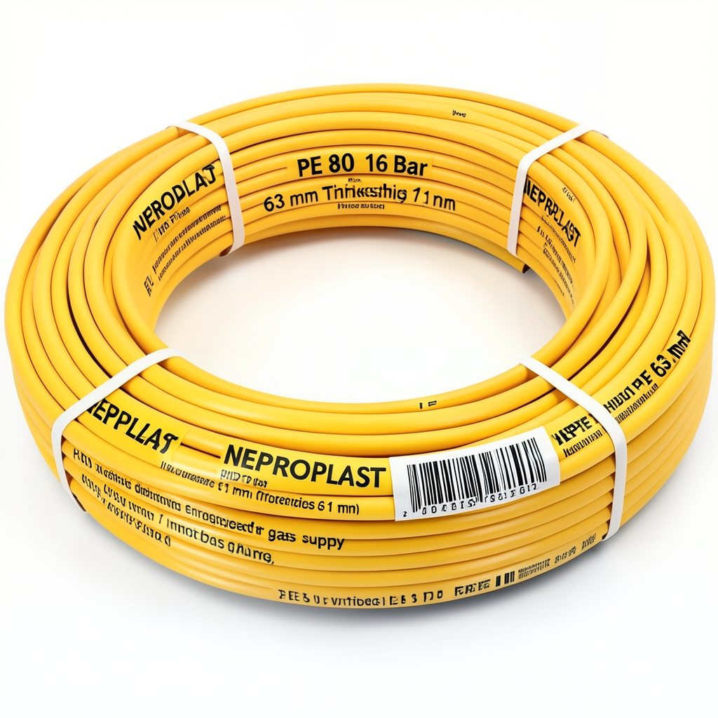 HDPE Pipes PE 80 Pressure 16 Bar Diameter 63 mm Thickness 7.1 mm Yellow | NEPROPLAST