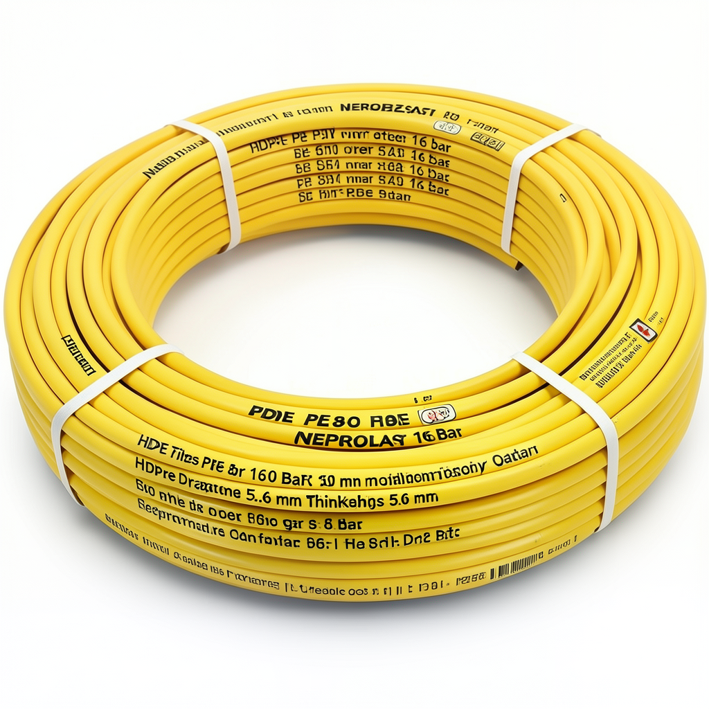 أنابيب HDPE PE 80 ضغط 16 بار قطر 50 مم سمك 5.6 مم أصفر | نيبروبلاست