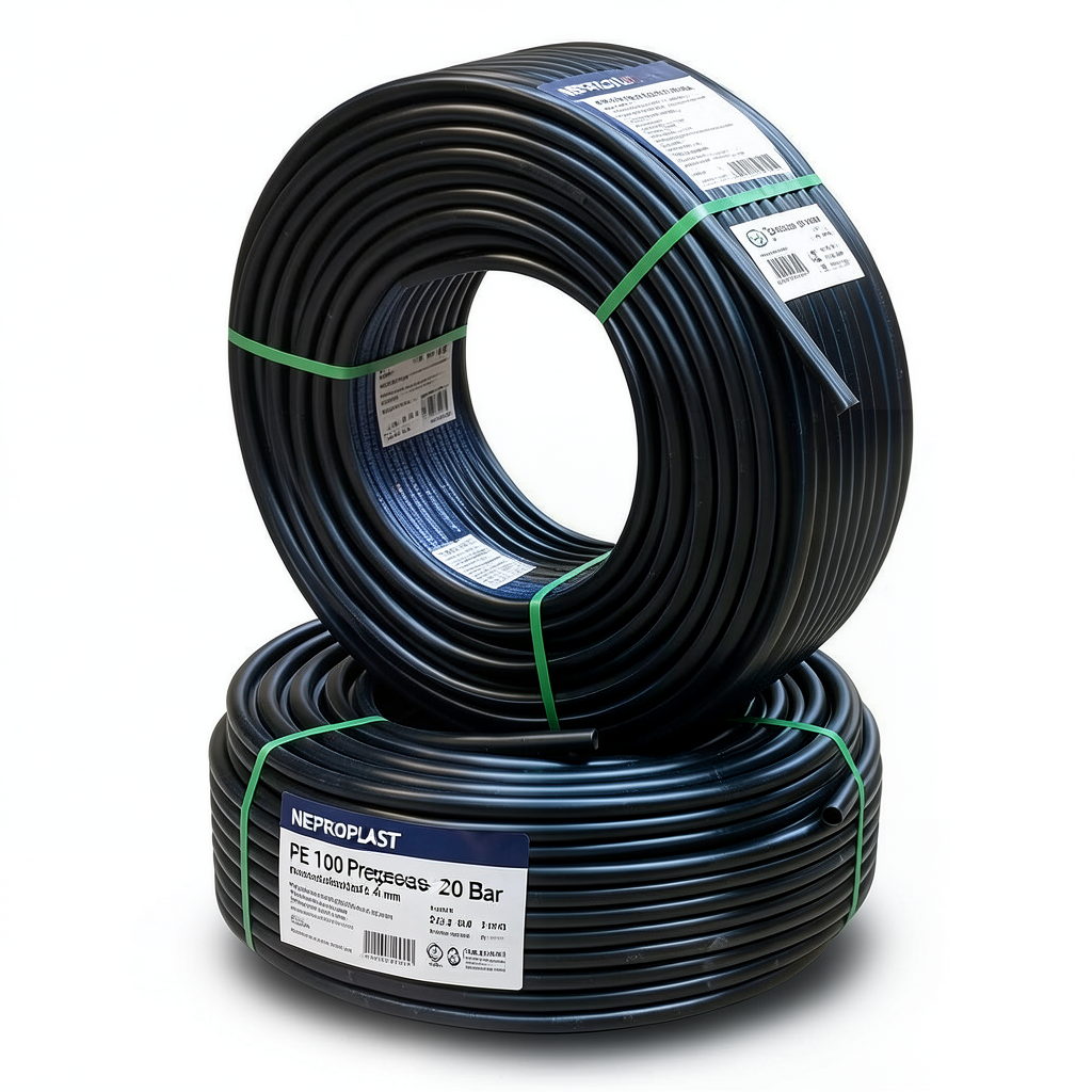 أنابيب HDPE PE 100 ضغط 20 بار قطر خارجي 75 مم سمك 8.4 مم لون اسود | نيبروبلاست