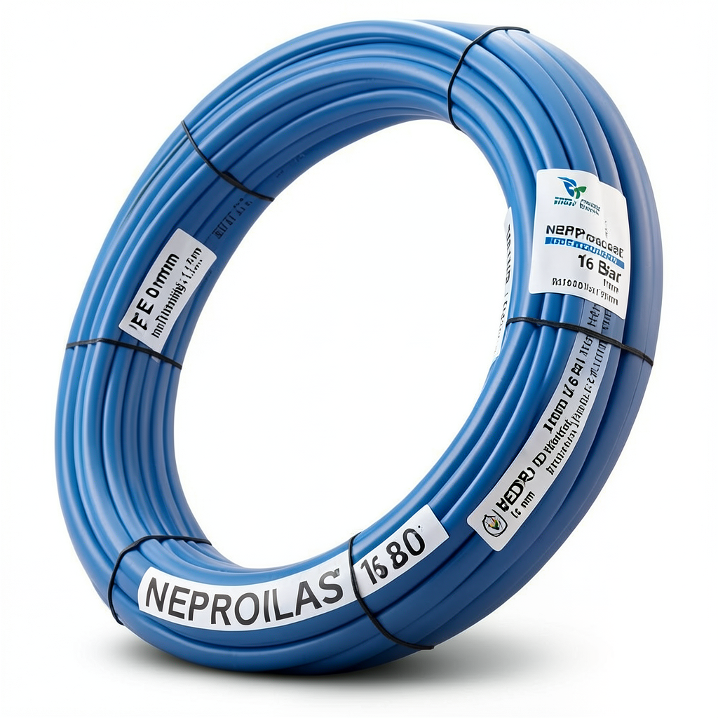 أنابيب HDPE PE 80 ضغط 16 بار قطر خارجي 16 مم سمك 1.8 مم لون أزرق | نيبروبلاست