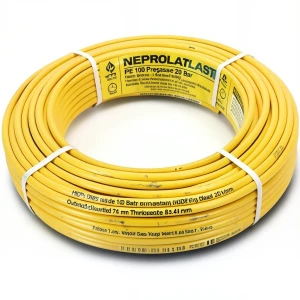 أنابيب HDPE PE 100 ضغط 20 بار قطر خارجي 75 مم سمك 8.4 مم لون أصفر | نيبروبلاست