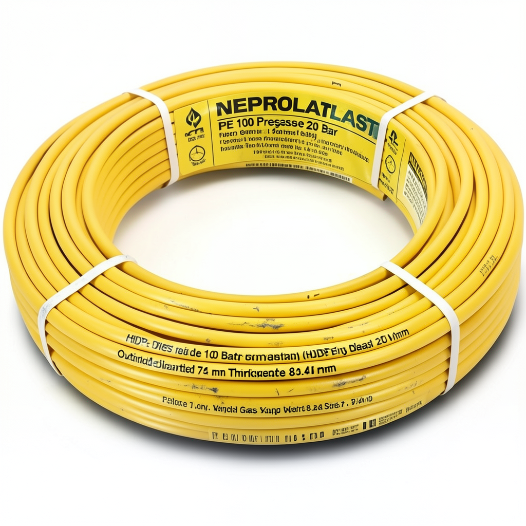 أنابيب HDPE PE 100 ضغط 20 بار قطر خارجي 75 مم سمك 8.4 مم لون أصفر | نيبروبلاست