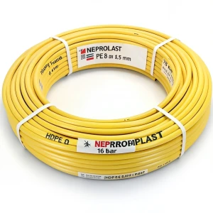 أنابيب HDPE PE 80 ضغط 16 بار قطر خارجي 75 مم سمك 8.4 مم لون أصفر | نيبروبلاست